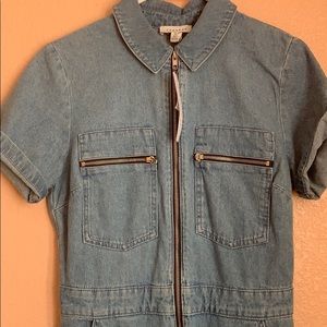 Long denim jumpsuit from topshop